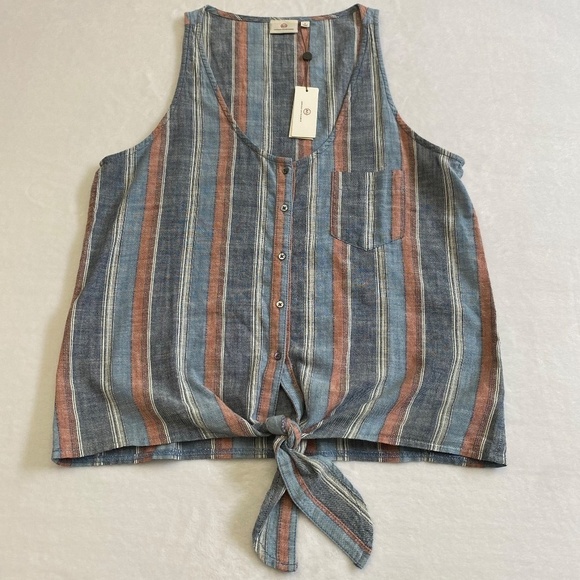 AG Cynthia Tie Front Tank, Striped, Blue Fig Multi, Small NWT - Picture 7 of 14
